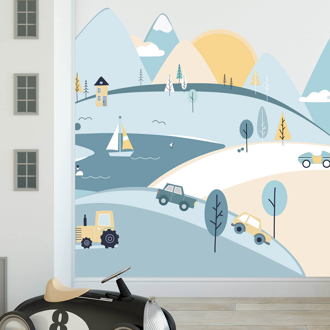 Pastel Love, Wall Decal, Light Blue Mountains