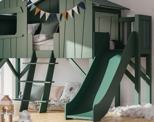 Mathy By Bols, Bed &amp; Slide 90x200, Treehouse Single Thunderstorm Grey
