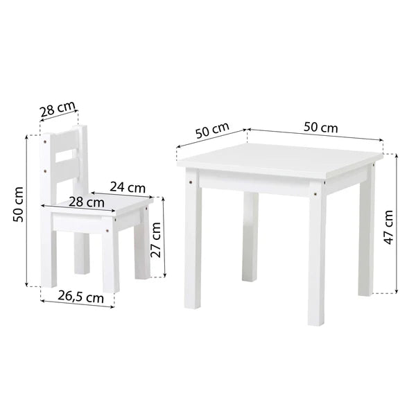 Hoppekids Mads, Table &amp; Chairs Set, White