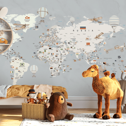 Photo wallpaper, Blue World Map