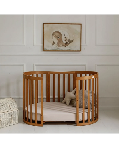 Waldin, Oval Pinnasänky 7in1 + Patja, Walnut