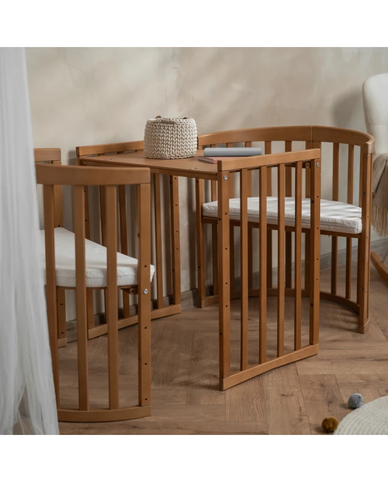 Waldin, Oval Pinnasänky 7in1 + Patja, Walnut