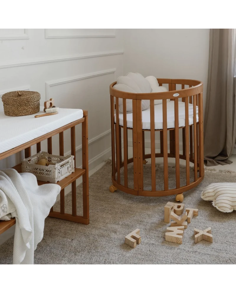 Waldin, Oval Pinnasänky 7in1 + Patja, Walnut