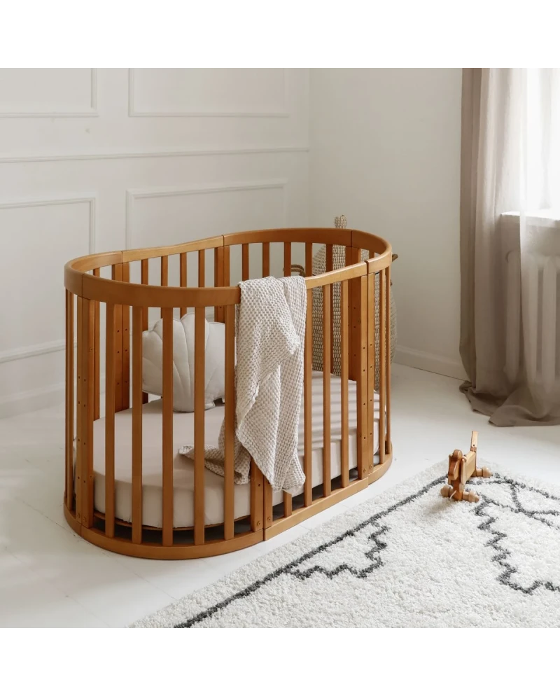 Waldin, Oval Pinnasänky 7in1 + Patja, Walnut