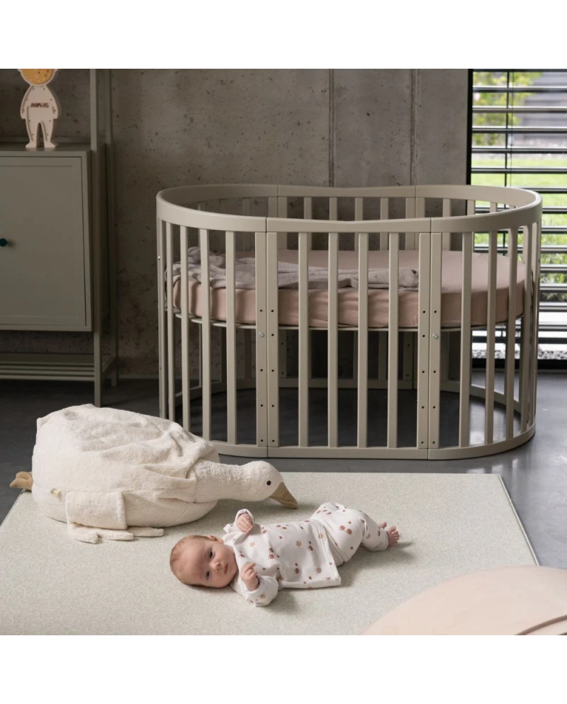 Waldin, Oval Cot 7in1 + Mattress, Olive