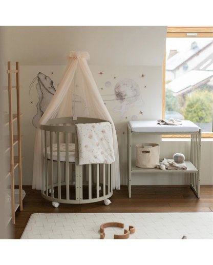 Waldin, Oval Cot 7in1 + Mattress, Olive