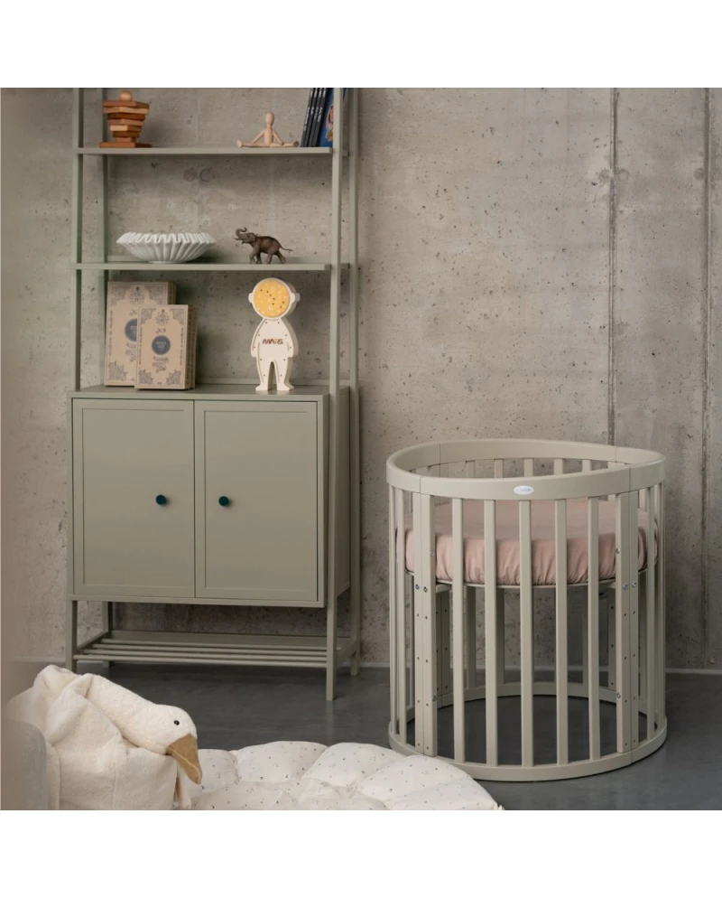 Waldin, Oval Cot 7in1 + Mattress, Olive
