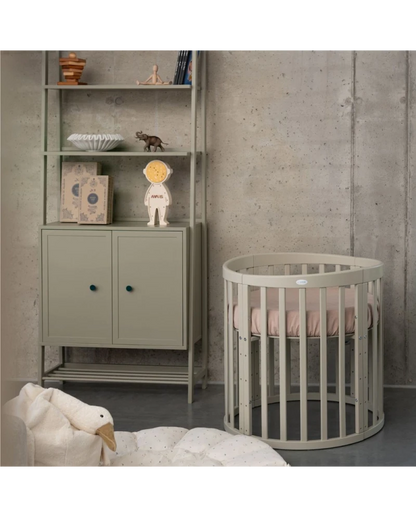 Waldin, Oval Cot 7in1 + Mattress, Olive