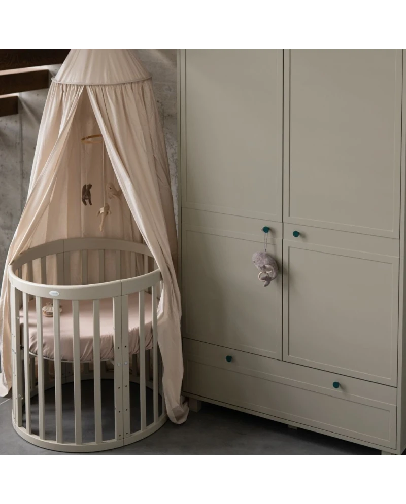 Waldin, Oval Cot 7in1 + Mattress, Olive