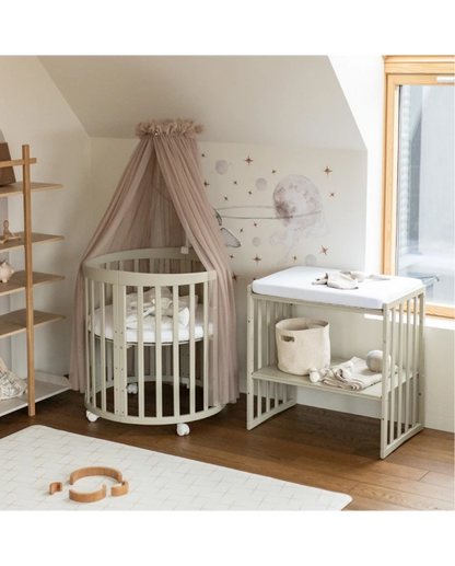 Waldin, Oval Cot 7in1 + Mattress, Olive