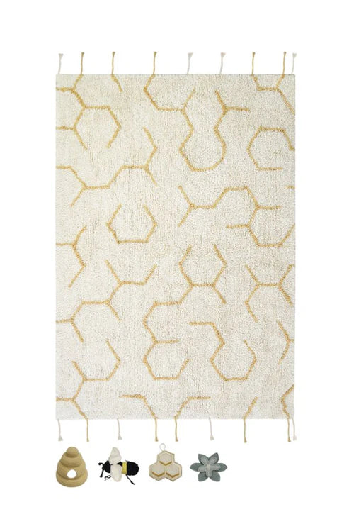 Planet Bee, Washable Rug, Pollination
