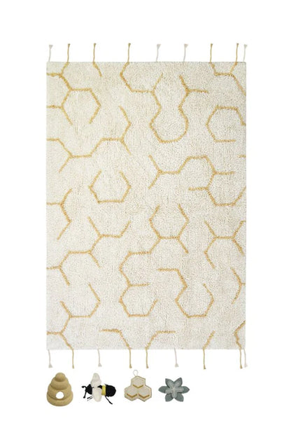 Planet Bee, Washable Rug, Pollination