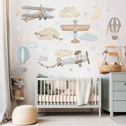 Seinätarra Setti, Beige&Blue Planes