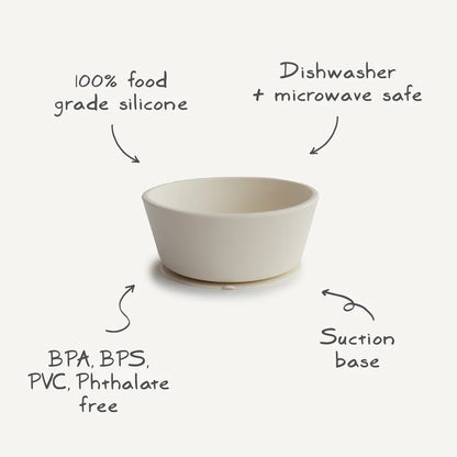 Mushie Silicone Bowl with Suction Cup, Ivory