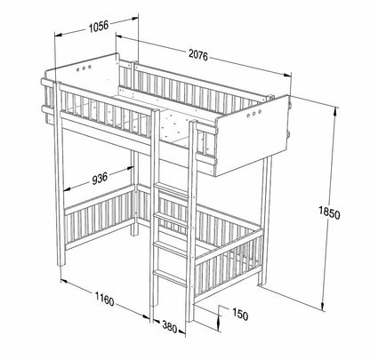 Wood Luck Design, Loft Bed, Basic White