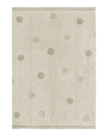Hippy Dots, Washable Rug, Natural Olive