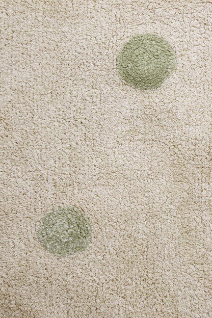 Hippy Dots, Washable Rug, Natural Olive