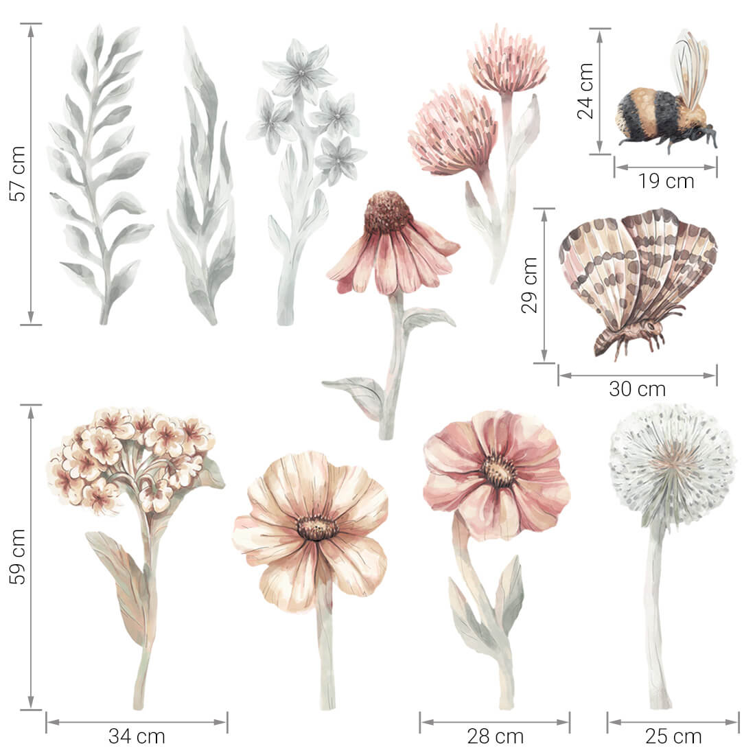 Pastelowe Love, Seinätarra Setti, Wildflowers 1
