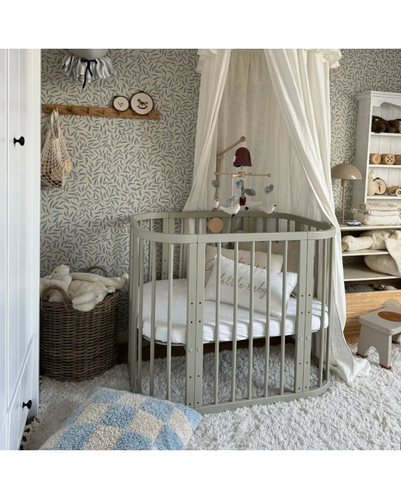 Waldin, Cot 5in1 + Mattress, Olive