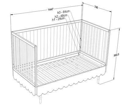 Wood Luck Design, Cot &amp; Junior bed 2 IN 1, 70x140 cm, Babushka White