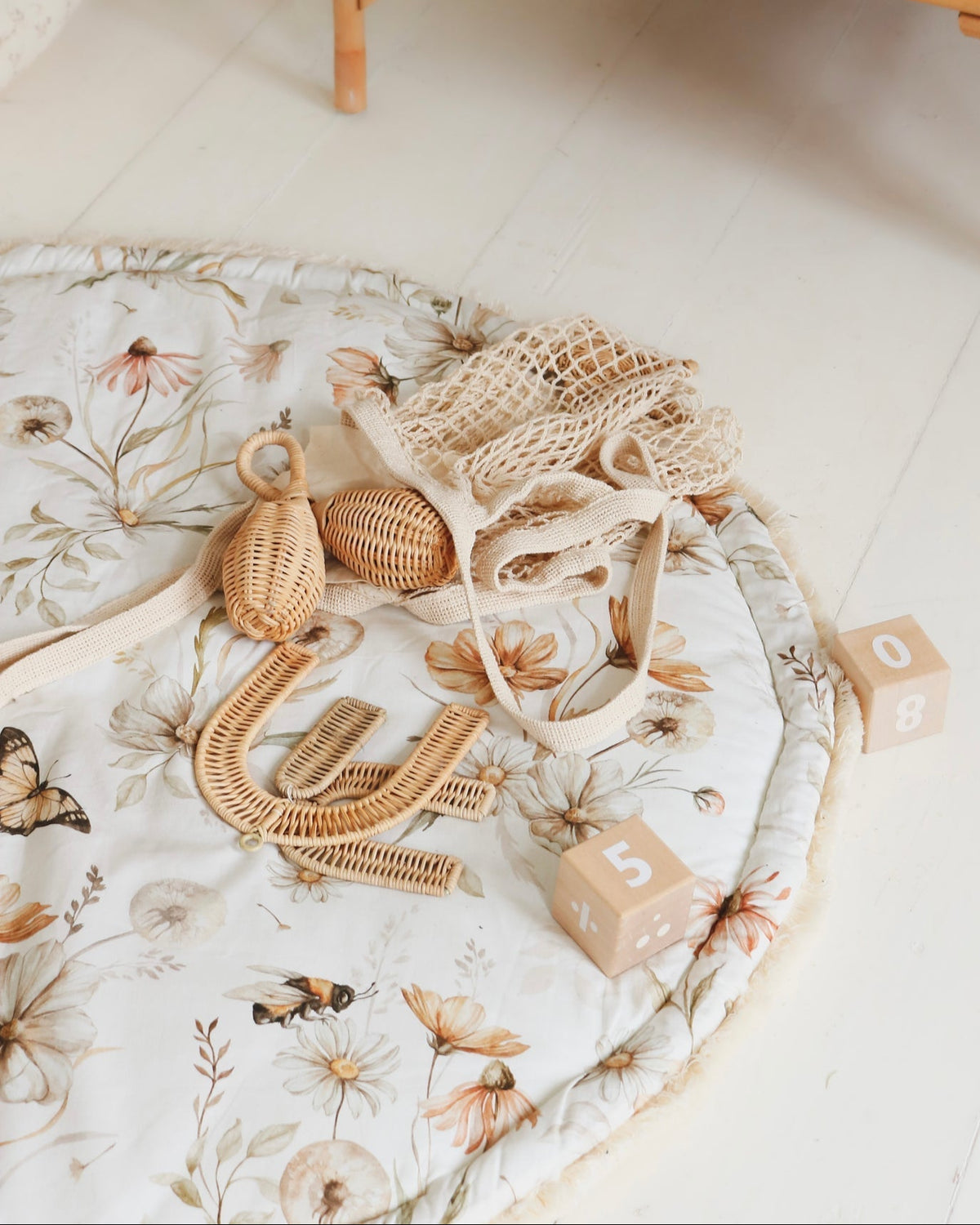 Matuu Gold Meadow on White&Cream, Rug
