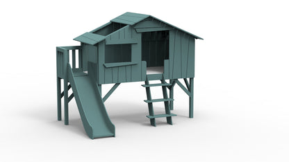 Mathy By Bols, Bed &amp; Slide 90x200, Treehouse Single Thunderstorm Grey