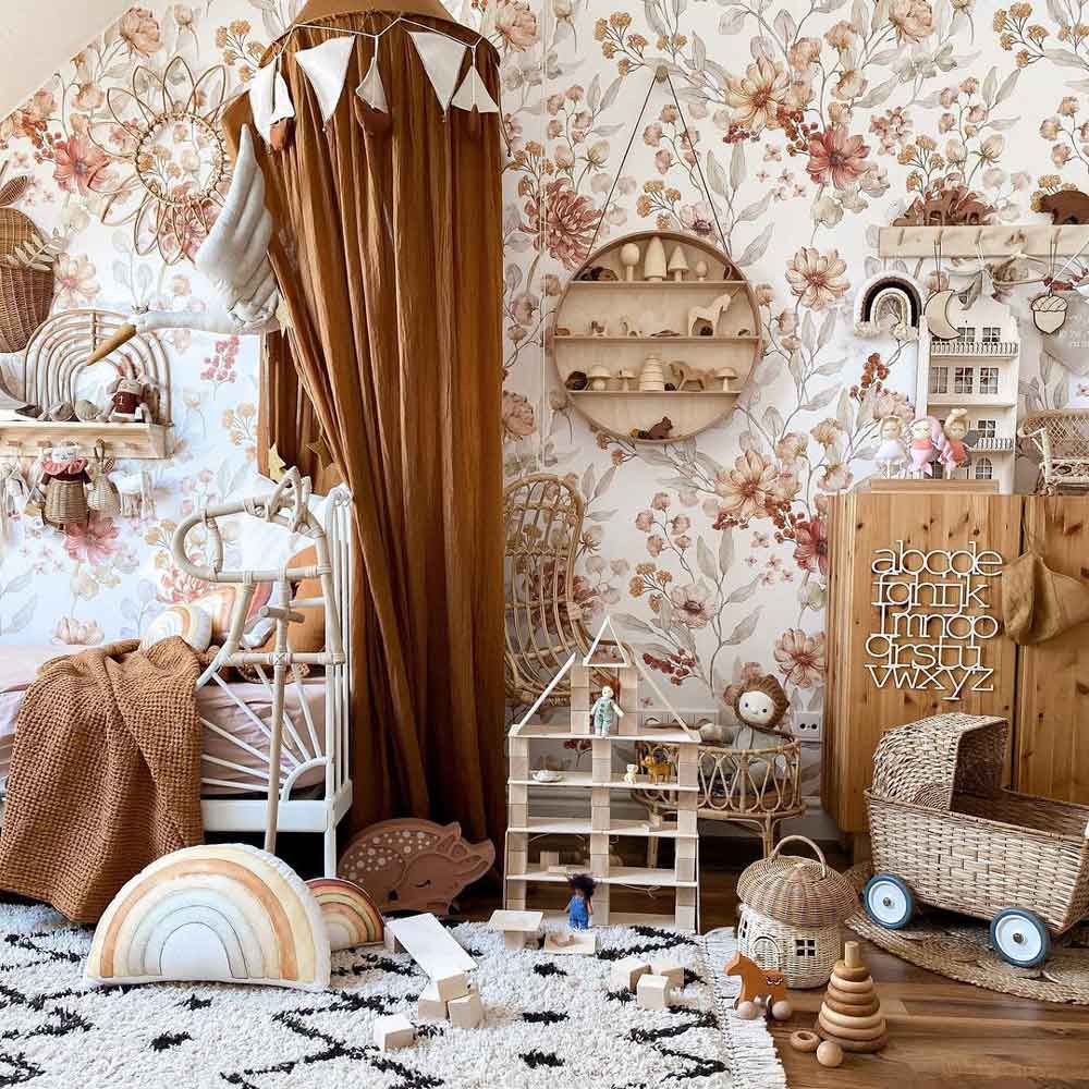 Autumn Meadow White, Wallpaper