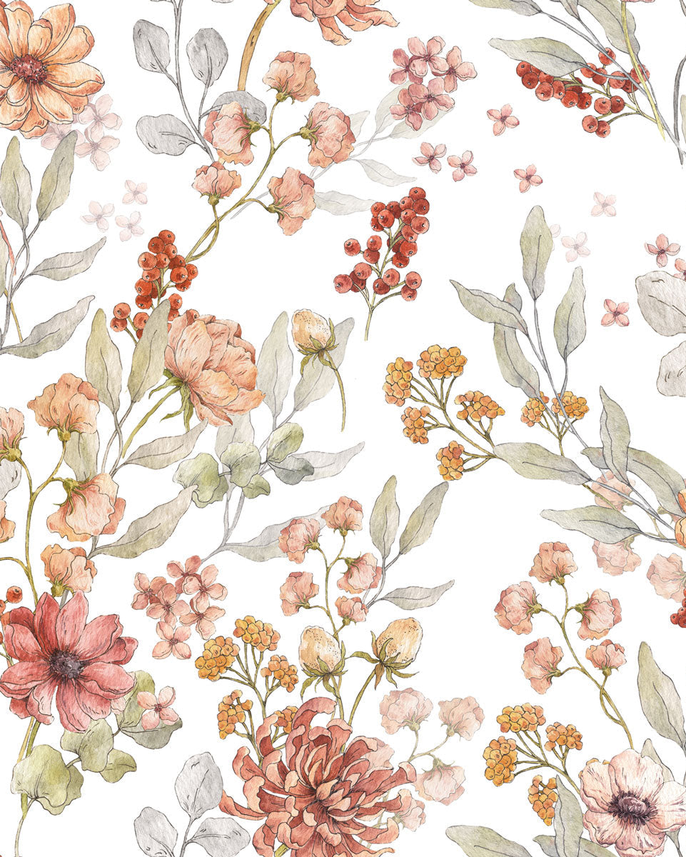 Autumn Meadow White, Wallpaper