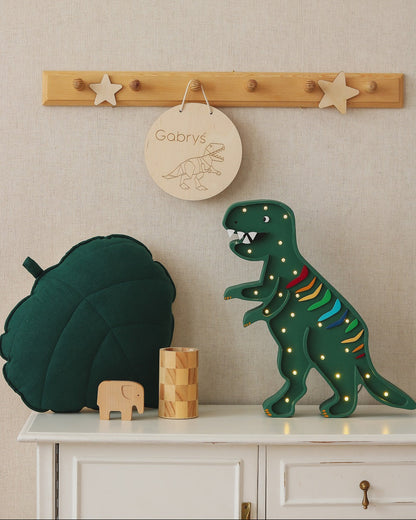 Little Lights Night Light, Dino T. Rex Rainbow Green