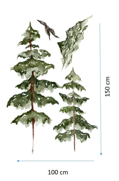Wall sticker 150x100, Pinewood Tree