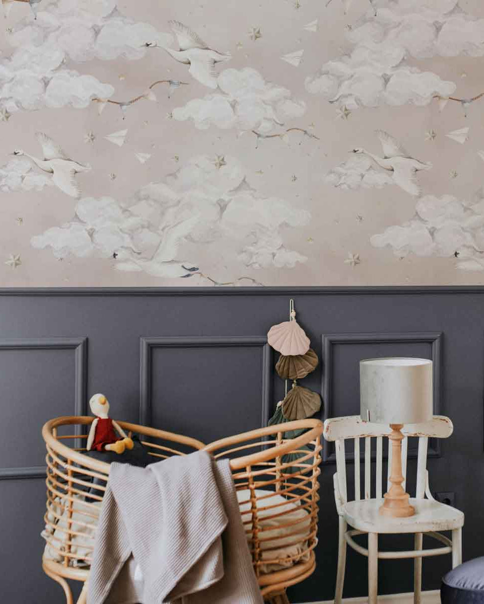 Magic Swans Pink, Wallpaper