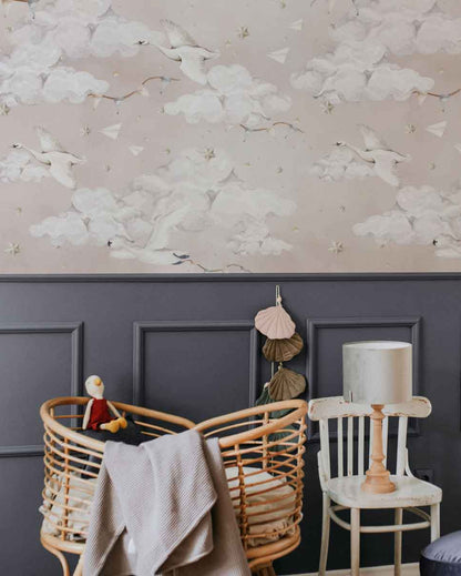 Magic Swans Pink, Wallpaper