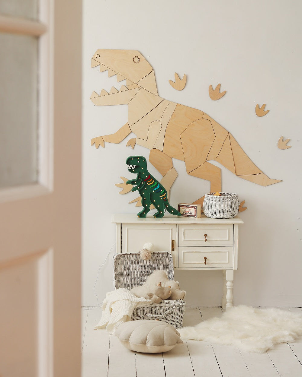 Little Lights Night Light, Dino T. Rex Rainbow Green