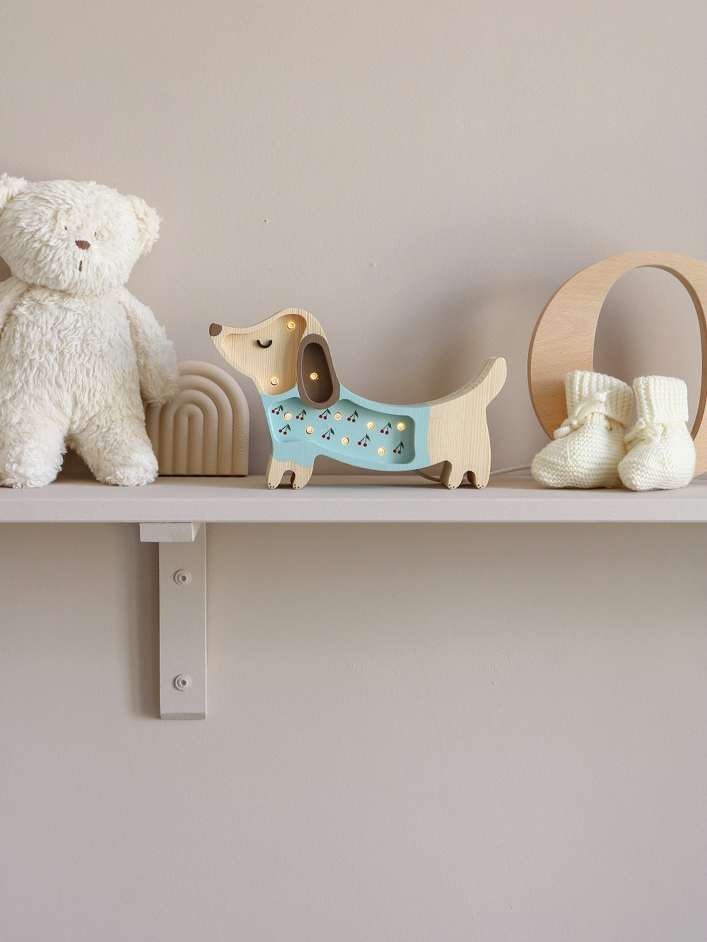 Little Lights Night light MINI, Puppy Cherries on Blue