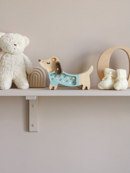 Little Lights Night light MINI, Puppy Cherries on Blue