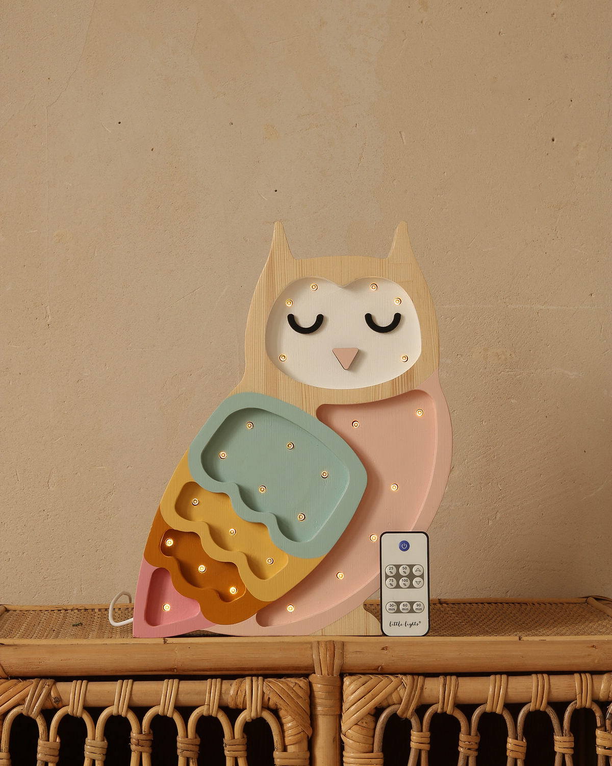Little Lights Night Light, Owl Retro Rainbow