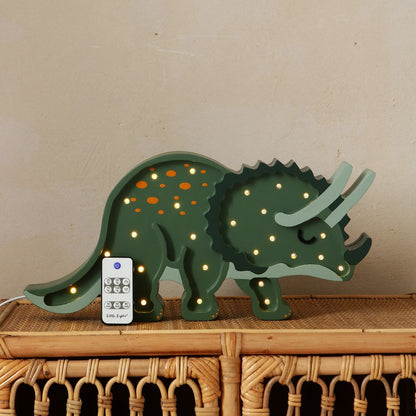 Små ljus, nattlampa, dinosaurie, triceratops, militärgrön