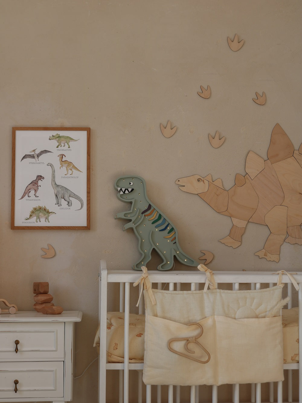 Little Lights Yövalo, Dino T. Rex Khaki Pastel
