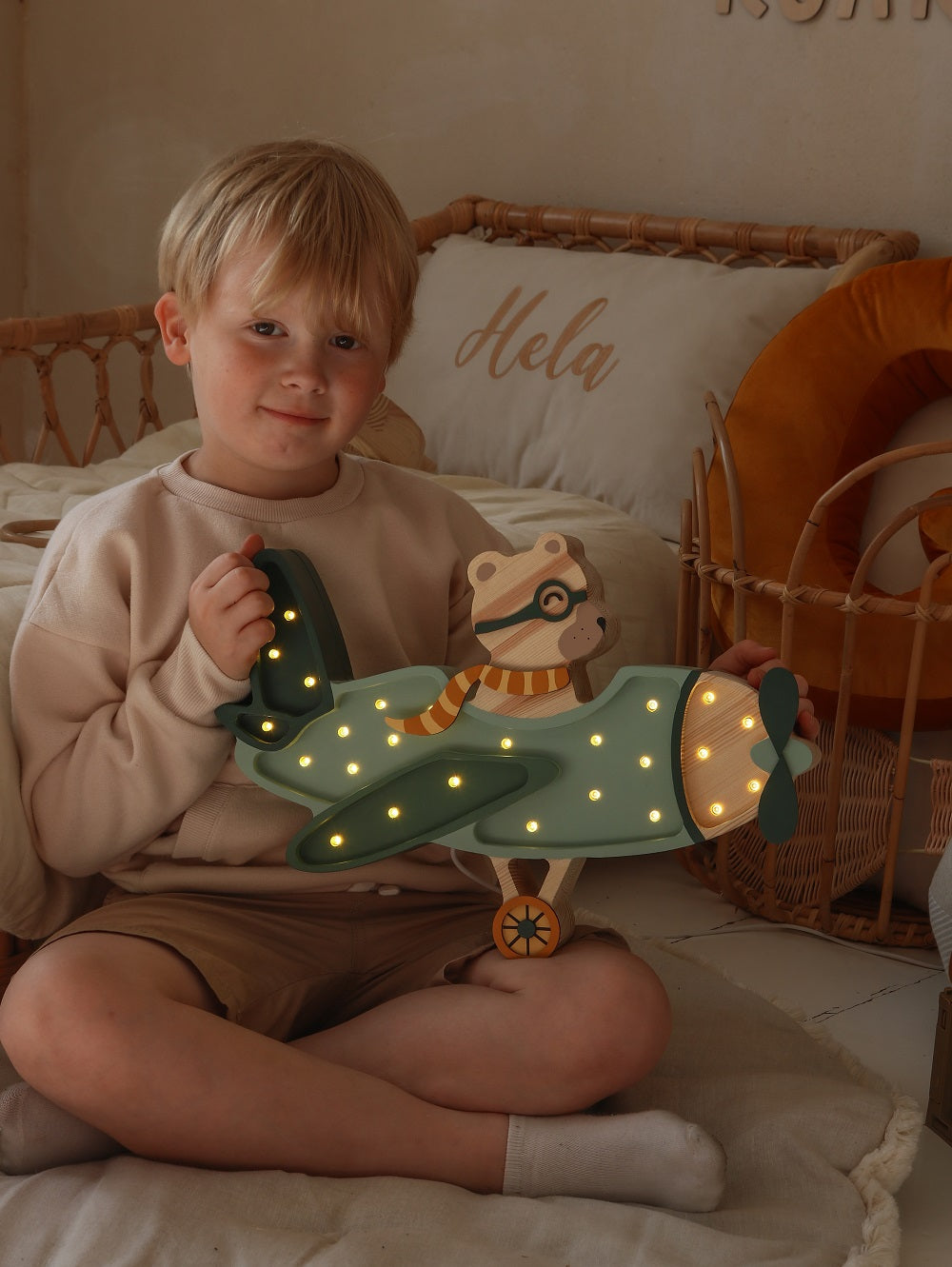 Little Lights Night Light, Vintage Plane, 4 olika färger