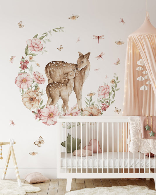 Wall sticker 140 cm, Meadow Circle Roe-Deer