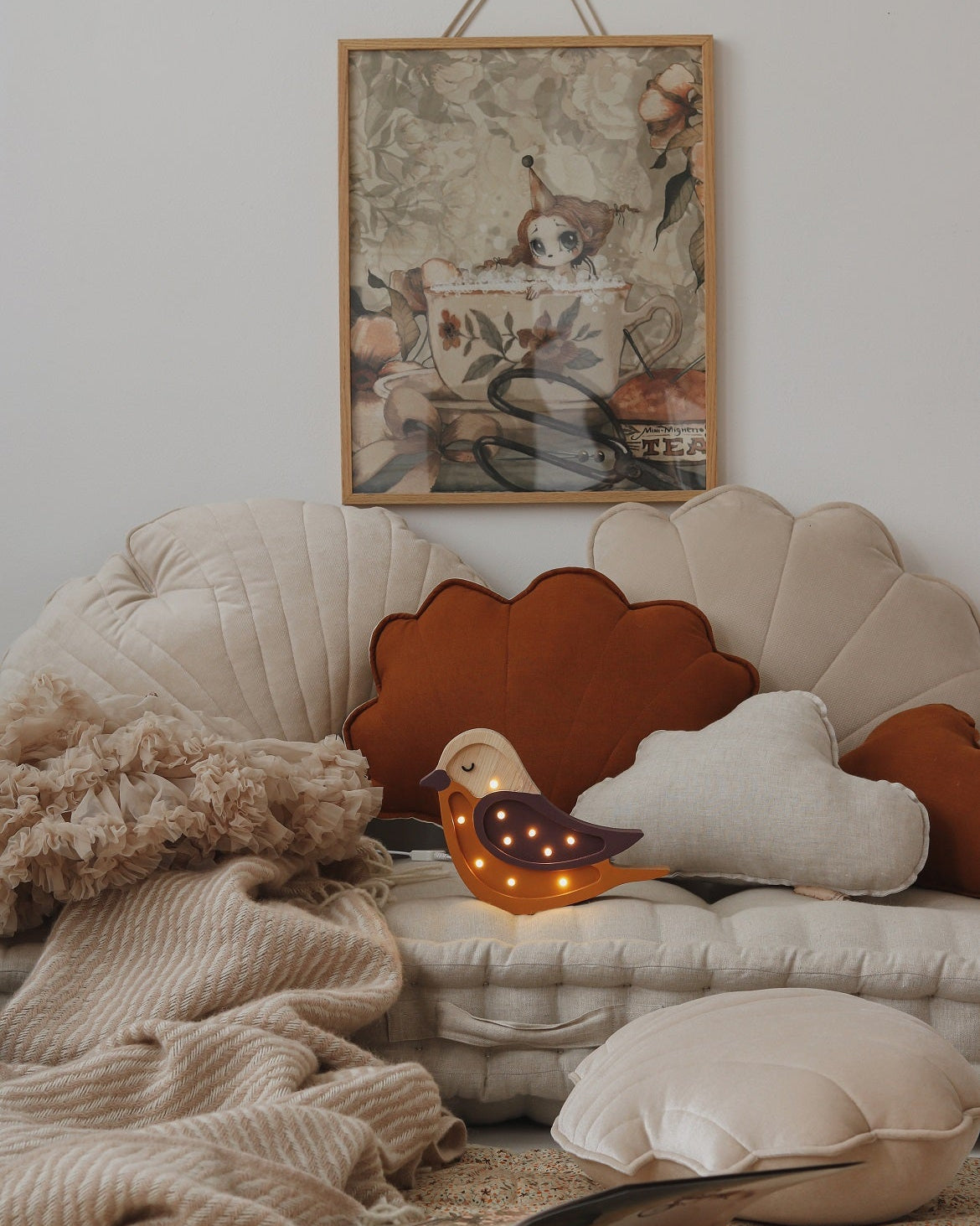Little Lights, Night light MINI Bird Maroon