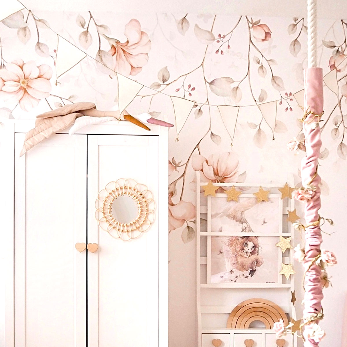 Paradise Garden Pastel Twigs, Wallpaper